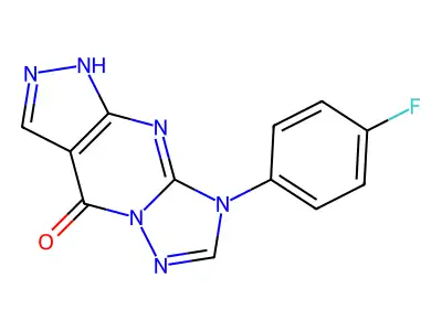 4H-Pyrazolo(3,4-d)(1,2,4)triazolo(1,5-a)pyrimidin-4-one, 1,8-dihydro-8-(4-fluorophenyl)- structure