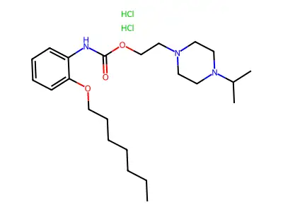 2-(4-Isopropyl-1-piperazinyl)ethyl (2-(heptyloxy)phenyl)carbamate dihydrochloride structure