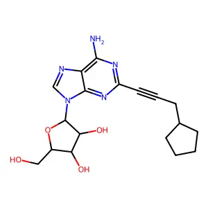 2-(3-Cyclopentyl-1-propyn-1-yl)adenosine structure