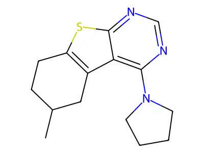 6-Methyl-4-(pyrrolidin-1-yl)-5,6,7,8-tetrahydro[1]benzothieno[2,3-d]pyrimidine structure