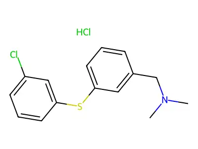 Benzenemethanamine, 3-((3-chlorophenyl)thio)-N,N-dimethyl-, hydrochloride structure