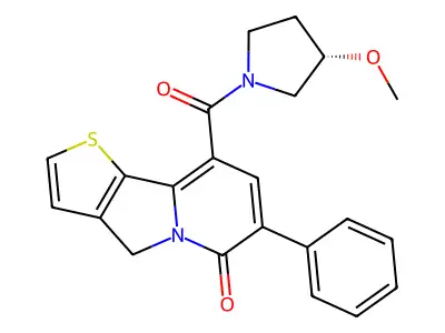 Pyrrolidine, 1-((4,6-dihydro-6-oxo-7-phenylthieno(2,3-a)indolizin-9-yl)carbonyl)-3-methoxy-, (S)- structure