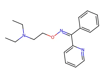 N,N-diethyl-2-[[phenyl(pyridin-2-yl)methylidene]amino]oxyethanamine structure