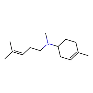 (1R)-N,4-Dimethyl-N-(4-methylpent-3-enyl)cyclohex-3-enaminium structure