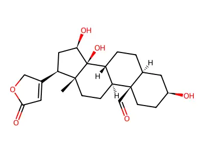 3,14,15-Trihydroxy-19-oxocard-20(22)-enolide structure