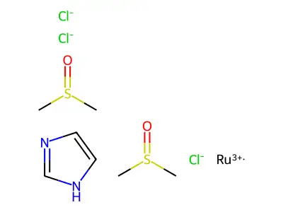 trichlorobis(dimethylsulfoxide)imidazoleruthenium(III) structure