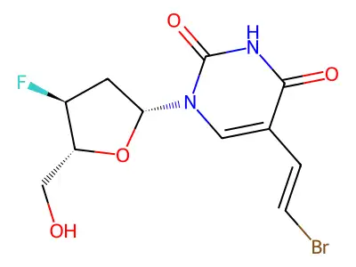5-(2-Bromoethenyl)-2',3'-dideoxy-3'-fluorouridine structure