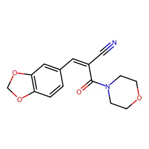 (Z)-3-(1,3-benzodioxol-5-yl)-2-(morpholinocarbonyl)-2-propenenitrile structure