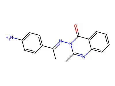 3-[(E)-1-(4-aminophenyl)ethylideneamino]-2-methylquinazolin-4-one structure