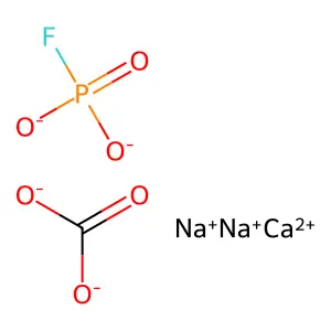 Disodium monofluorophosphate-calcium carbonate structure