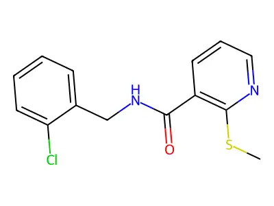 N-[(2-chlorophenyl)methyl]-2-methylsulfanylpyridine-3-carboxamide structure