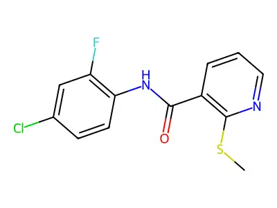 N-(4-chloro-2-fluorophenyl)-2-(methylsulfanyl)pyridine-3-carboxamide structure