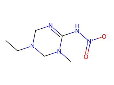 1,3,5-Triazin-2-amine, 5-ethyl-1,4,5,6-tetrahydro-1-methyl-N-nitro- structure