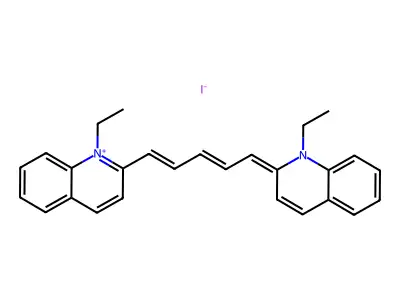 1-Ethyl-2-(5-(1-ethyl-2(1H)-quinolylidene)penta-1,3-dienyl)quinolinium iodide structure