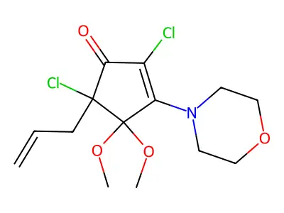 2,5-Dichloro-4,4-dimethoxy-3-(4-morpholinyl)-5-(2-propenyl)-2-cyclopenten-1-one structure