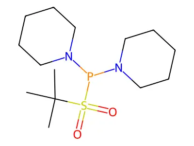 Piperidine, 1,1'-(((1,1-dimethylethyl)sulfonyl)phosphinylidene)bis- structure