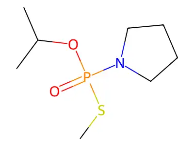 Phosphonothioic acid, 1-pyrrolidinyl-, S-methyl O-(1-methylethyl) ester structure