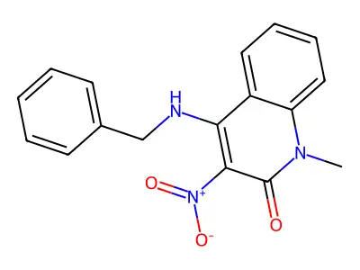 4-(benzylamino)-1-methyl-3-nitro-2(1H)-quinolinone structure