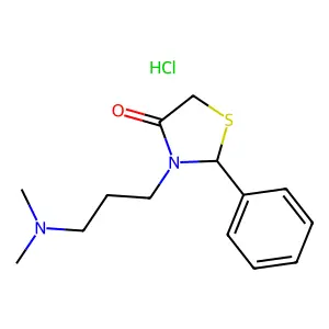 2-phenyl-3-(N,N-dimethylaminopropyl)-1,3-thiazolidin-4-one structure