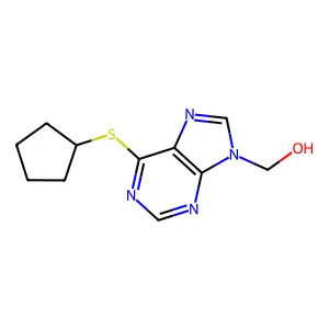 6-Cyclopentylthio-9-hydroxymethylpurine structure