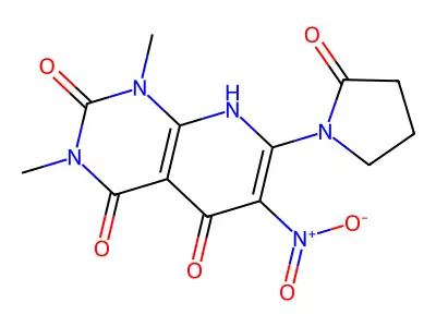 Pyrido(2,3-d)pyrimidine-2,4,5(1H,3H,8H)-trione, 1,3-dimethyl-6-nitro-7-(2-oxo-1-pyrrolidinyl)- structure
