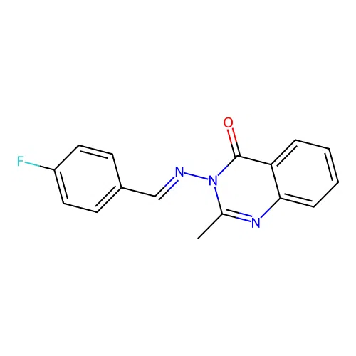 3-[(E)-(4-fluorophenyl)methylideneamino]-2-methylquinazolin-4-one structure