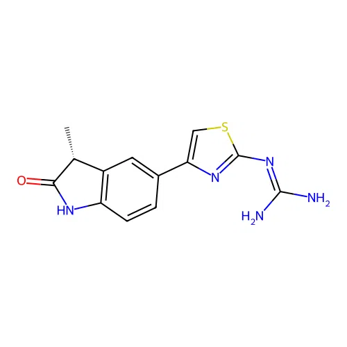 N-[4-[(3R)-2,3-Dihydro-3-methyl-2-oxo-1H-indol-5-yl]-2-thiazolyl]guanidine structure