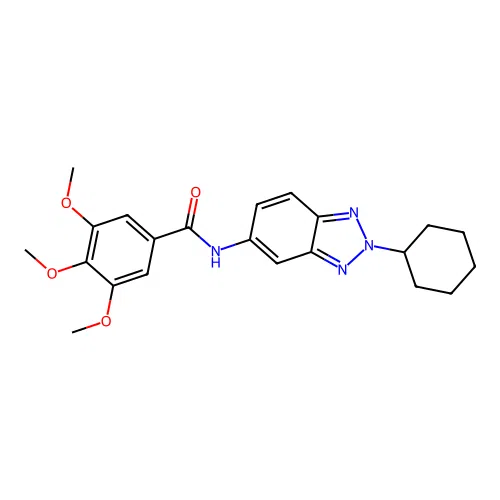 N-(2-cyclohexylbenzotriazol-5-yl)-3,4,5-trimethoxy-benzamide structure