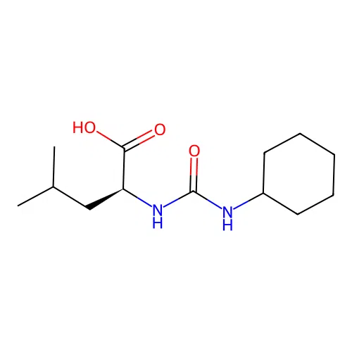 (S)-2-(3-cyclohexylureido)-4-methylpentanoic acid structure