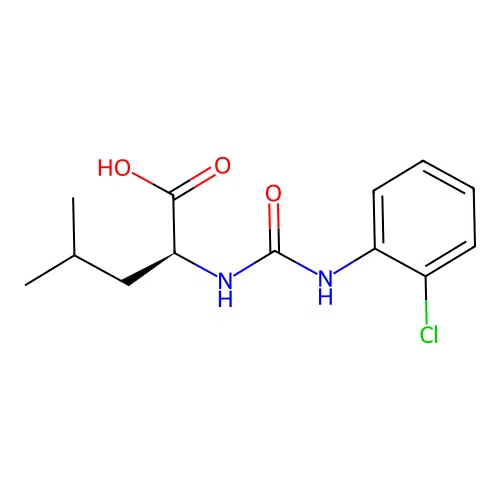 N-[(2-chlorophenyl)carbamoyl]-L-leucine structure