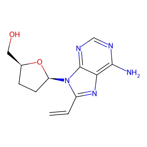 [(2S,5R)-5-(6-amino-8-vinyl-purin-9-yl)tetrahydrofuran-2-yl]methanol structure