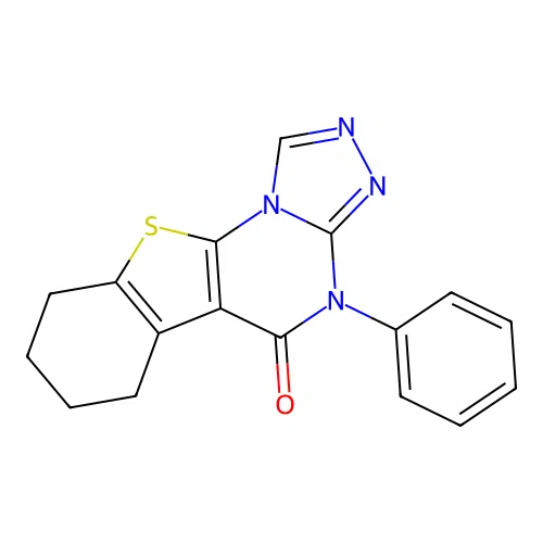 4-Phenyl-6,7,8,9-tetrahydro-[1]benzothieno[3,2-e][1,2,4]triazolo[4,3-a]pyrimidin-5(4H)-one structure