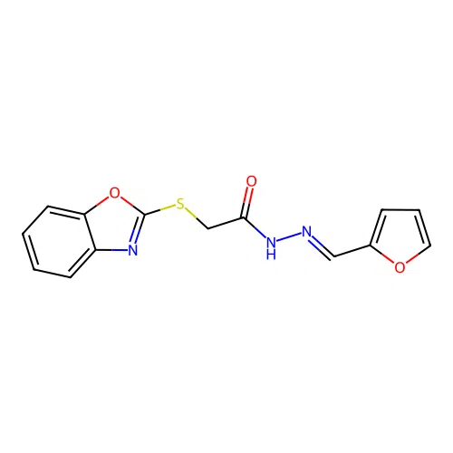 2-(1,3-benzoxazol-2-ylsulfanyl)-N-[(E)-furan-2-ylmethylideneamino]acetamide structure