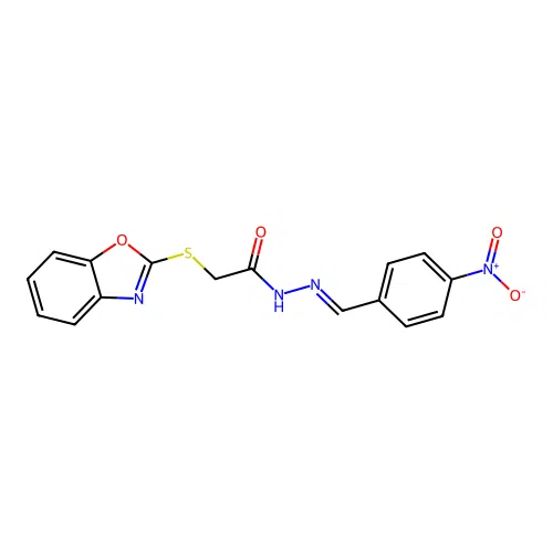 2-(1,3-benzoxazol-2-ylsulfanyl)-N'-[(E)-(4-nitrophenyl)methylidene]acetohydrazide structure