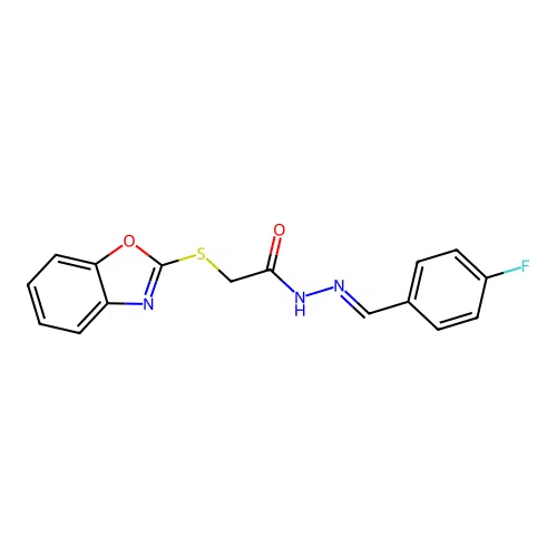 2-(1,3-benzoxazol-2-ylsulfanyl)-N'-[(E)-(4-fluorophenyl)methylidene]acetohydrazide structure