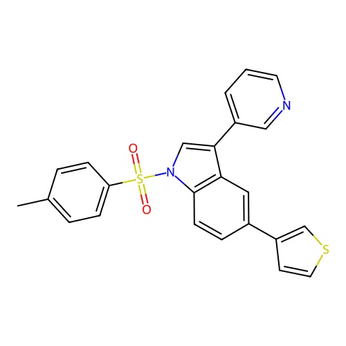 1-(4-Methylphenyl)sulfonyl-3-pyridin-3-yl-5-thiophen-3-ylindole structure