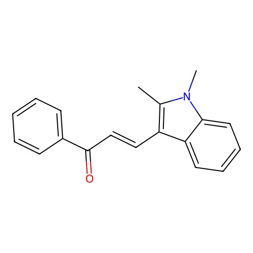 (E)-3-(1,2-dimethyl-1H-indol-3-yl)-1-phenylprop-2-en-1-one structure