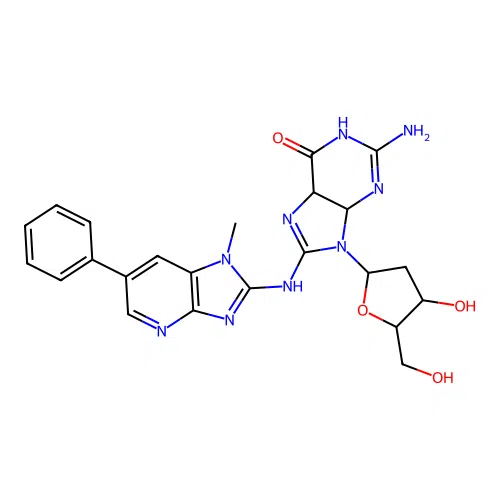 8-(2-Amino-1-methyl-6-phenylimidazo[4,5-b]pyridyl)-2'-deoxyguanosine structure
