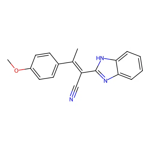 (2E)-2-(1H-benzimidazol-2-yl)-3-(4-methoxyphenyl)but-2-enenitrile structure