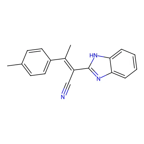 (2E)-2-(1H-benzimidazol-2-yl)-3-(4-methylphenyl)but-2-enenitrile structure