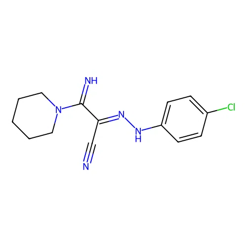 2-[(4-Chloro-phenyl)-hydrazono]-3-imino-3-piperidin-1-yl-propionitrile structure