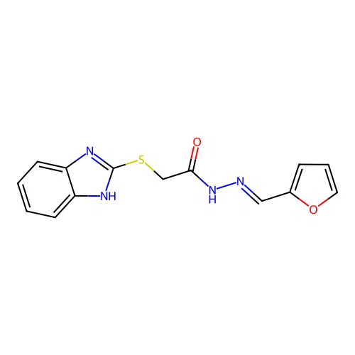 2-(1H-benzimidazol-2-ylsulfanyl)-N-[(E)-furan-2-ylmethylideneamino]acetamide structure