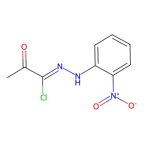 N-{2-nitrophenyl}-2-oxopropanehydrazonoyl chloride structure