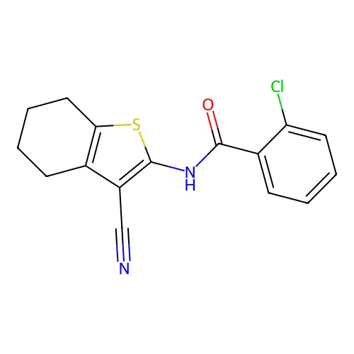 2-chloro-N-(3-cyano-4,5,6,7-tetrahydro-1-benzothiophen-2-yl)benzamide structure
