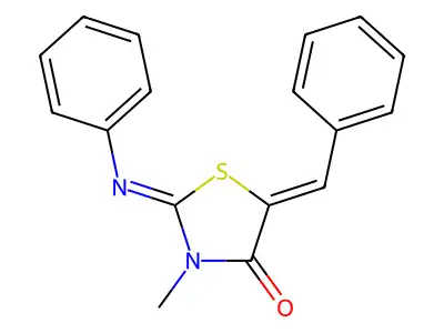 4-Thiazolidinone, 3-methyl-2-(phenylimino)-5-(phenylmethylene)- structure