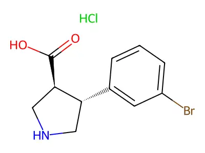 (3S,4R)-4-(3-Bromophenyl)pyrrolidine-3-carboxylic acid;hydrochloride structure