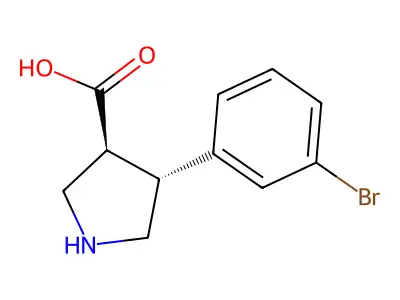 (3S,4R)-4-(3-bromophenyl)pyrrolidine-3-carboxylic acid structure
