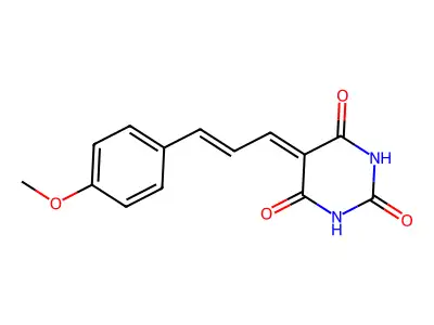 (E)-5-(3-(4-methoxyphenyl)allylidene)pyrimidine-2,4,6(1H,3H,5H)-trione structure