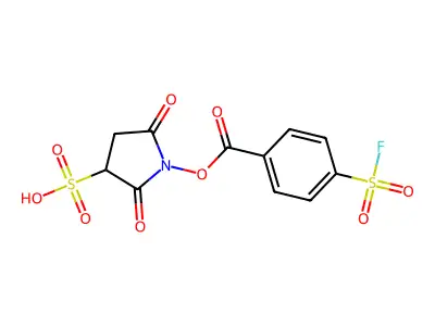 sulfo-N-succinimidyl-4-(fluorosulfonyl)benzoate structure