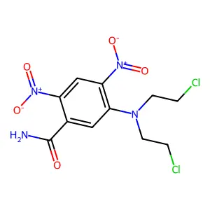 5-(N,N-bis(2-chloroethyl)amino)-2,4-dinitrobenzamide structure